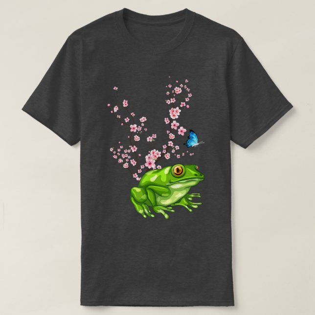 Japan Sakura Cherry Blossom Frog Japanese T-Shirt (Design Front)