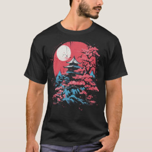 Japan Sakura Cherry Blossom Tree Pink Moon Graphic T-Shirt