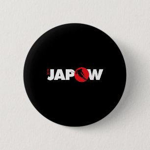 Japan Ski Shirt Japow Powder Skiing Japanese Flag 6 Cm Round Badge