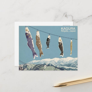 Japan Snow Culture Kagura Koi かぐら 鯉のぼり - ポストカード Postcard