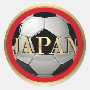 Japan Soccer Ball with Golden Frame Classic Round Sticker