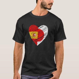 Japan Spain Heart Spanish Flag Japanese Flag Love T-Shirt