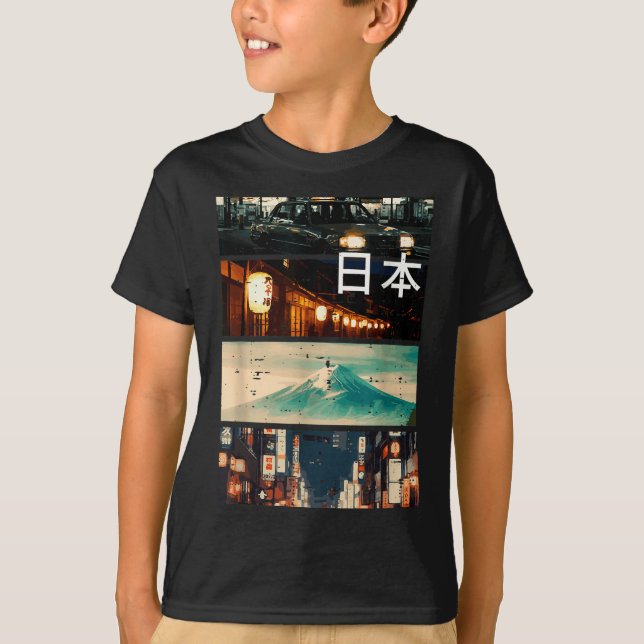 Japan Street Mountain Collage Nihon Japanese Men W T-Shirt (Front)