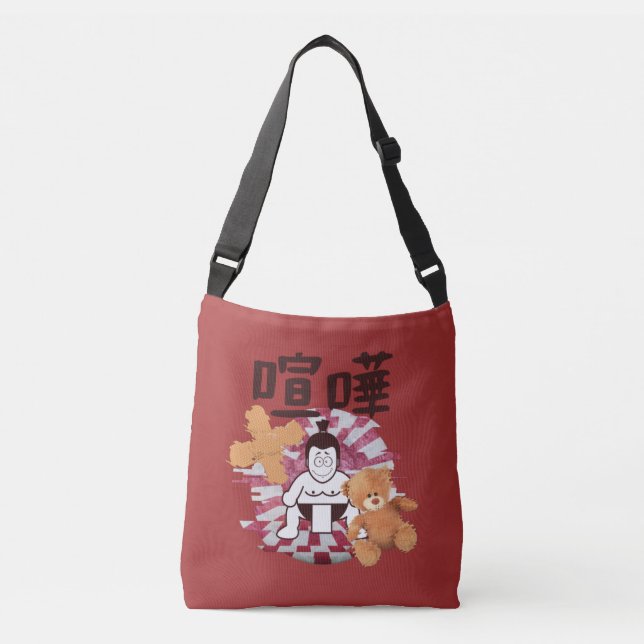 Japan Sumo Tokyo - FIGHTO!!! (ft. Teddy Bear) Red Crossbody Bag (Front)