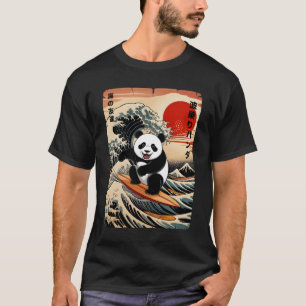 Japan Surfing Panda Kawaii Anime Great Wave Surfin T-Shirt