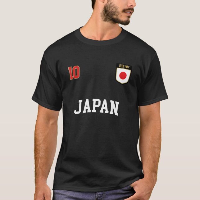 Japan Team Sports Number 10 Soccer Japanese Flag T-Shirt (Front)