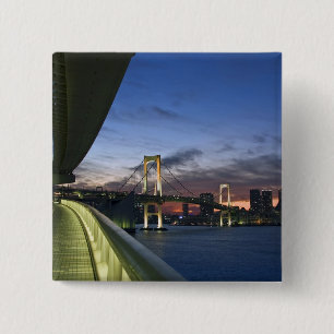 Japan. Tokyo. Rainbow Bridge in Tokyo Bay. 15 Cm Square Badge