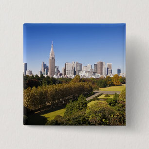 Japan. Tokyo. Shinjuku District Skyline and 15 Cm Square Badge