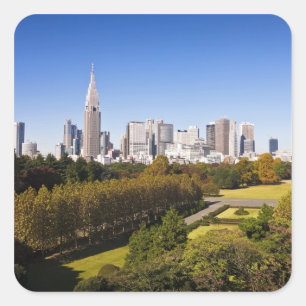 Japan. Tokyo. Shinjuku District Skyline and Square Sticker