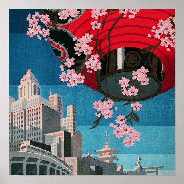 Japan Tokyo Vintage Japanese Travel Poster (Front)