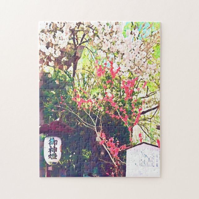 Japan travel landscape lantern sakura jigsaw puzzle (Vertical)
