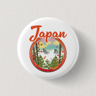 Japan travel logo 3 cm round badge