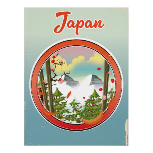 Japan travel logo poster