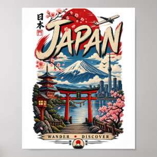 Japan Travel Mount Fuji Vintage Japanese Poster
