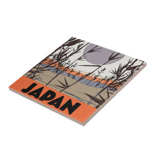 Japan travel poster ceramic tile