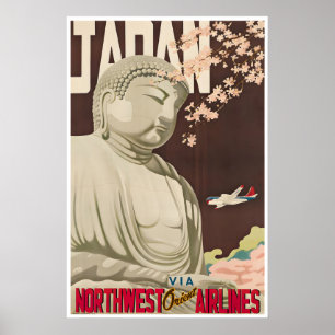 Japan Travel Poster Japanese Art Buddha PrintA
