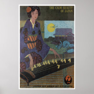 Japan Travel Poster Koto Print Japanese Air Lines