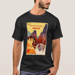 Japan Travel Poster Print Mount Ontake Grapes Vine T-Shirt