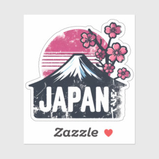 Japan Travel Sticker Design with Iconic Landmarks