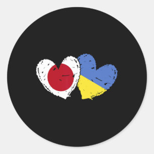 Japan Ukraine Heart Flags Japanese Ukrainian Dual  Classic Round Sticker