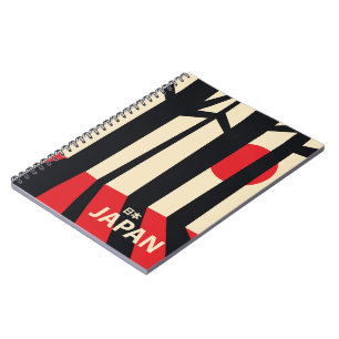 Japan vintage forest travel poster. notebook
