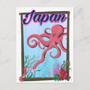 Japan vintage style travel poster postcard