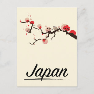 Japan vintage travel poster. postcard