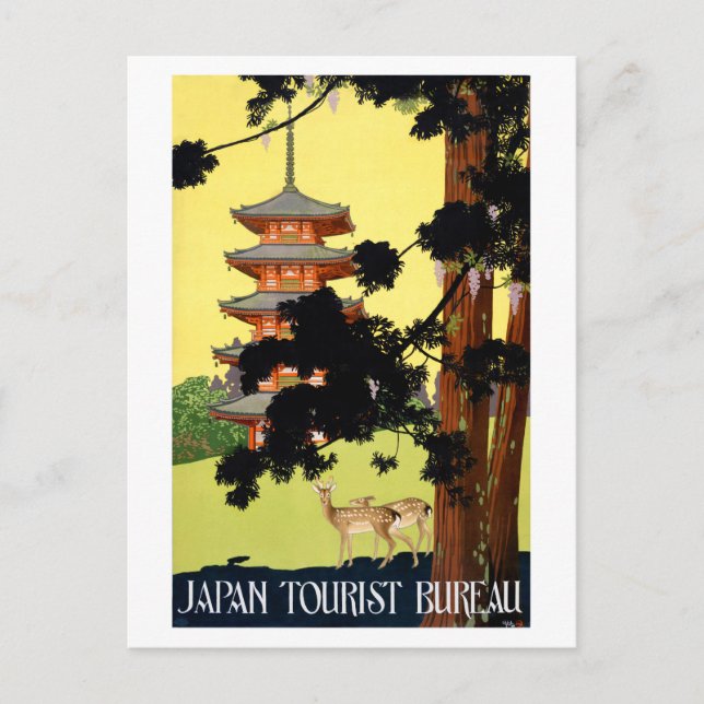 Japan Vintage Travel Poster Restored Postcard (Front)