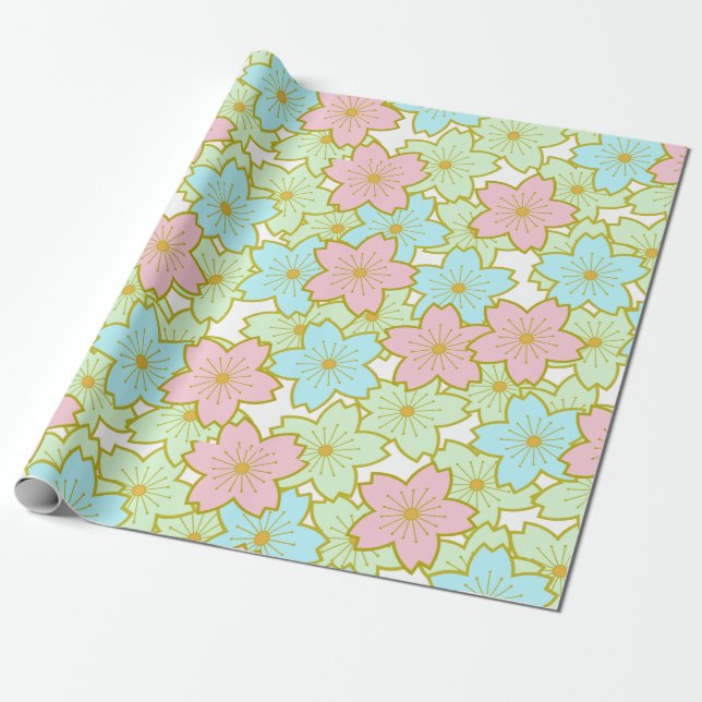 japan washi styled sakura wrapping paper (Unrolled)