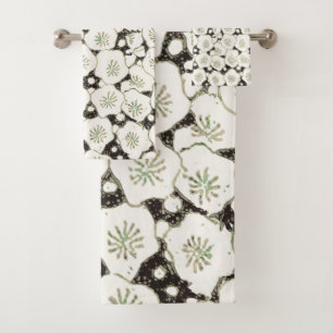 Japan White Flower floral garden Bath Towel Set