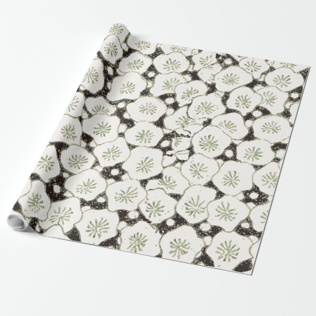 Japan White Flower floral garden Wrapping Paper (Unrolled)
