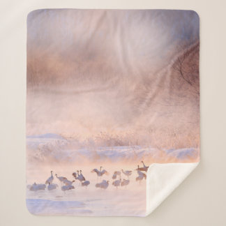Japan winter nature. Wildlife scene, snowy nature. Sherpa Blanket