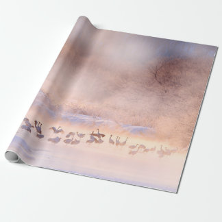 Japan winter nature. Wildlife scene, snowy nature. Wrapping Paper