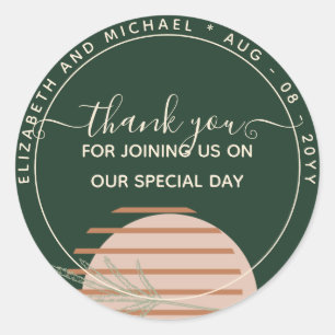 Japandi Abstract Scandinavian Geometric Wedding Classic Round Sticker