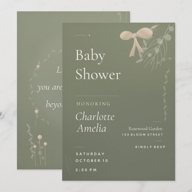 Japandi Baby Shower Invitation (Front/Back)