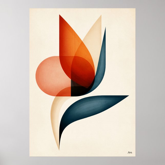 Japandi Bird of Paradise Geometry Poster (Front)