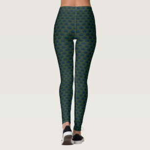 Japandi floral pattern _ Deep Forest Leggings