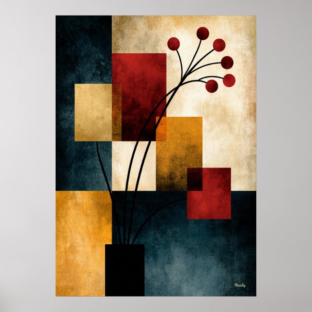 Japandi Ikebana Geometric Abstract Wall Art (Front)