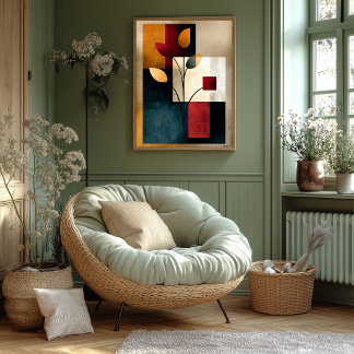 Japandi Ikebana Geometric Abstract Wall Art with Q