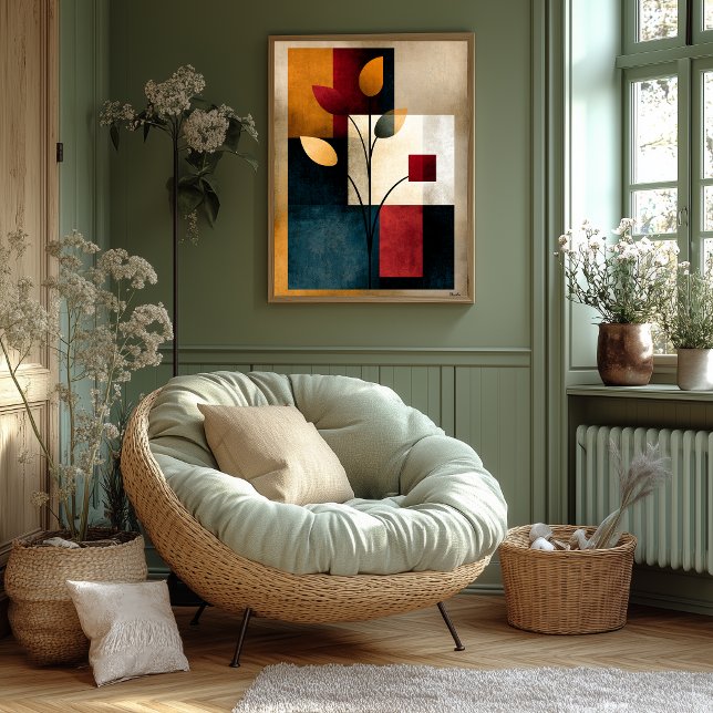 Japandi Ikebana Geometric Abstract Wall Art with Q (Creator Uploaded)
