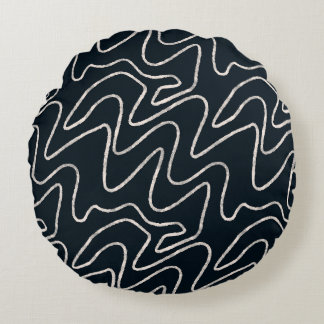 Japandi Minimalist Brush Stroke Pattern in Cream Round Cushion