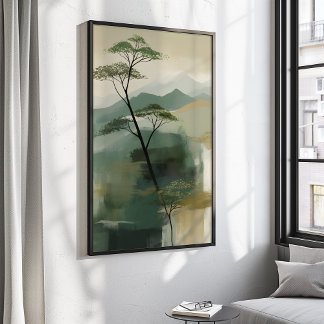 Japandi Mystic Peaks Wall Art Print