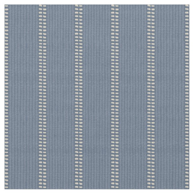 Japandi navy blue denim lines neutral geometric fabric (Close Up)