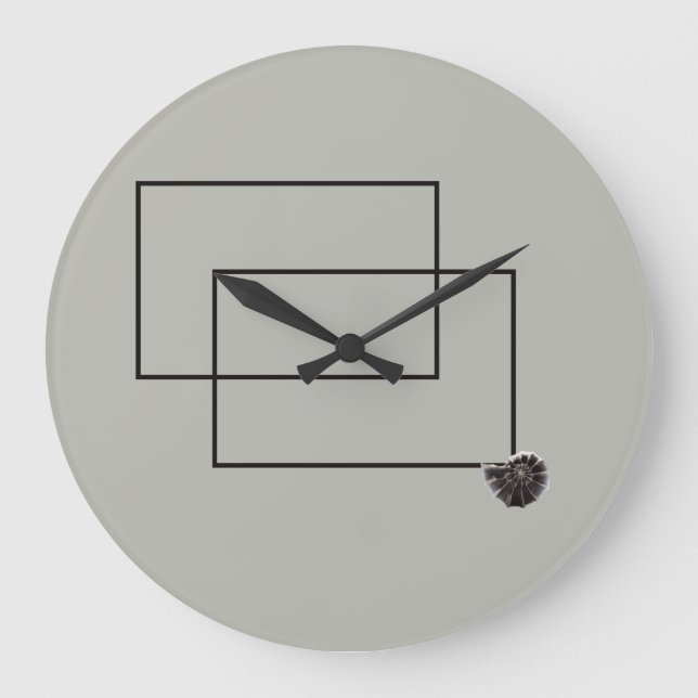 Japandi sea life coastal beige neutral monochrome large clock (Front)