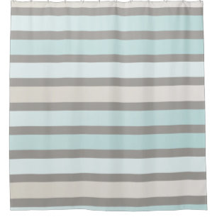 Japandi Stripes Taupe Light Blue Simple Shower Curtain