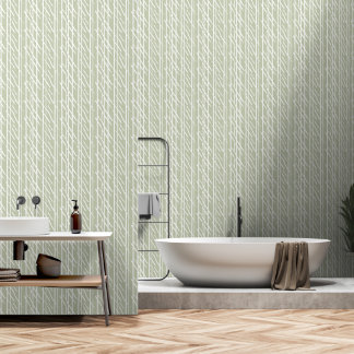 Japandi style sage geometric elements wallpaper