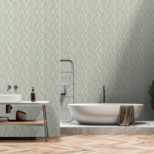 Japandi style sage herbal elements wallpaper
