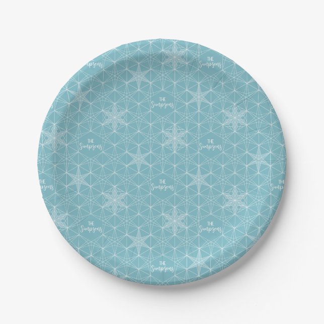 Japandi style Snowflake Wedding Paper Plate (Front)