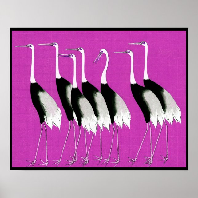 Japanes Cranes (Pink) Poster (Front)