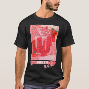 Japanese 90S Kawaii Strawberry Milk Shake friend T-Shirt